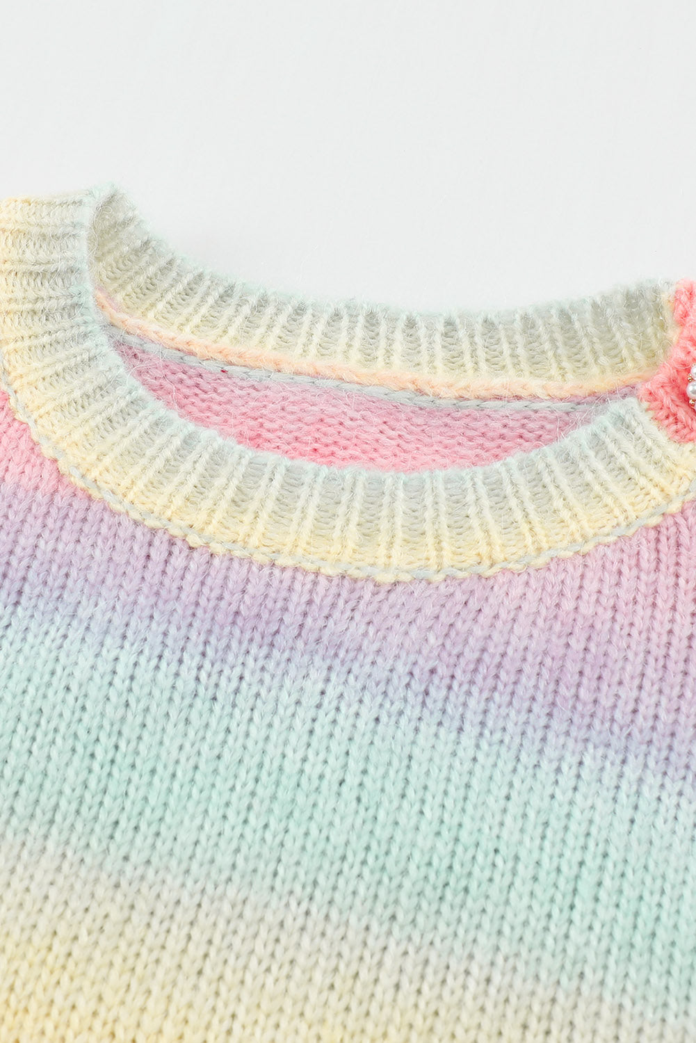 Woven Right Gradient Stripes Bishop Sleeve Sweater