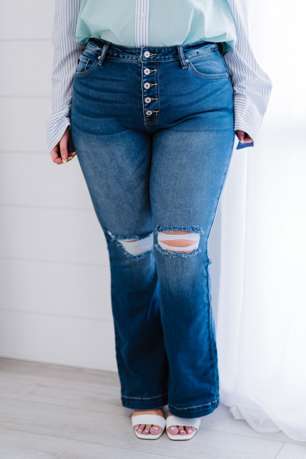Denim Skies Full Size Run Flare Jeans
