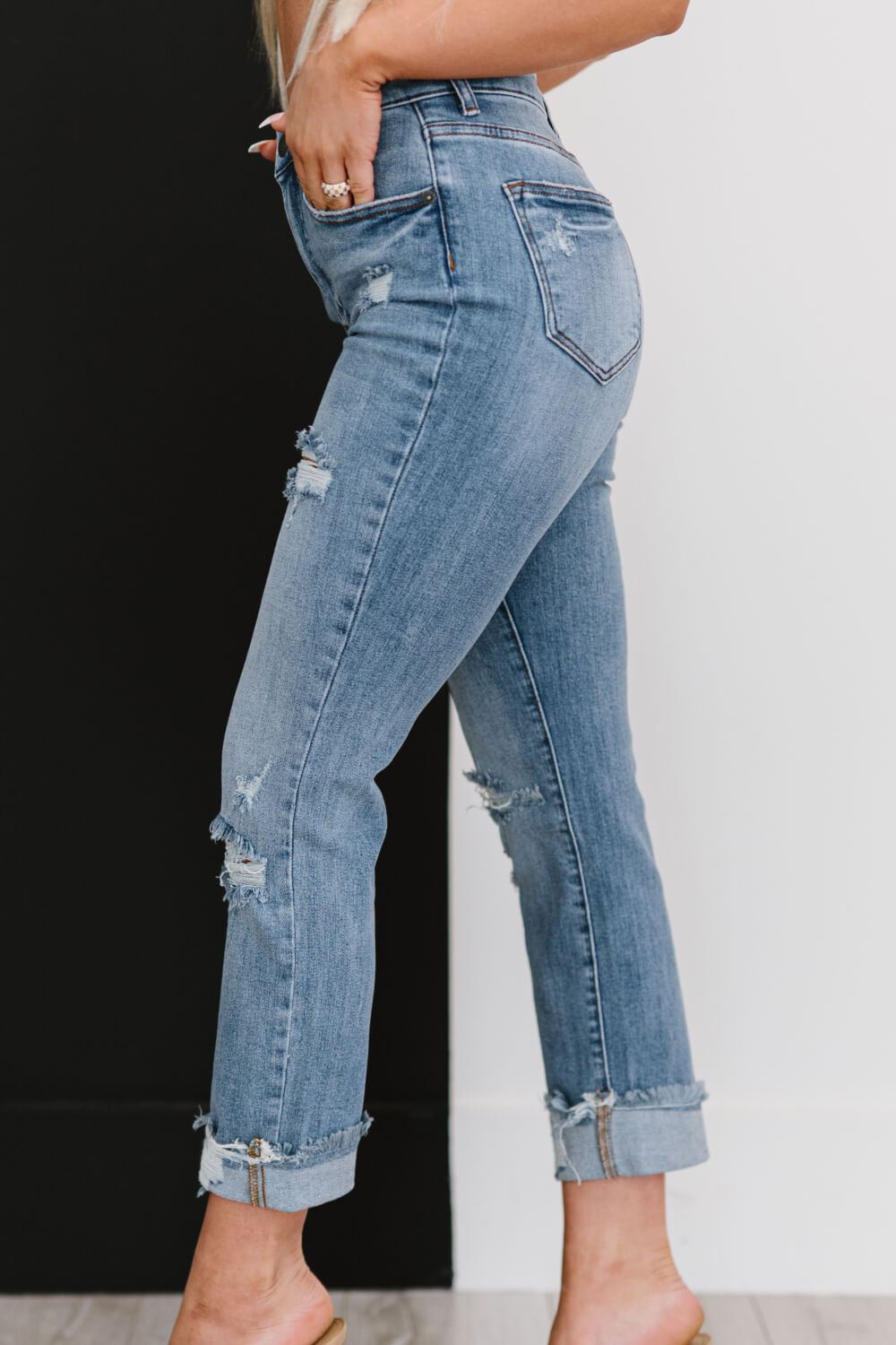 Taking It Easy Full Size Run Distressed Straight Leg Jeans