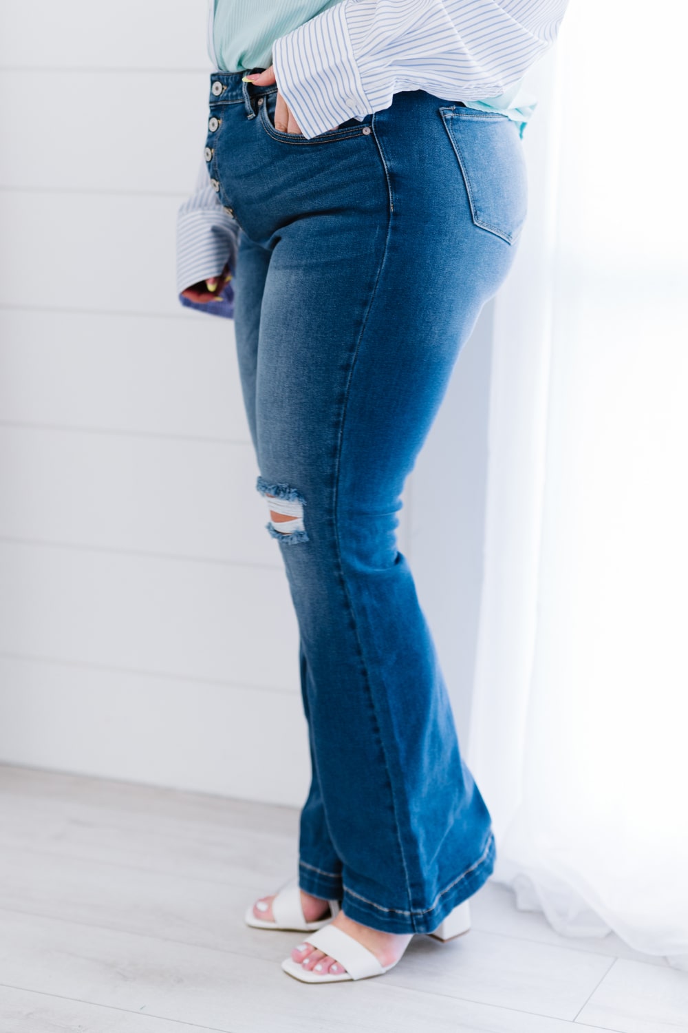 Denim Skies Full Size Run Flare Jeans
