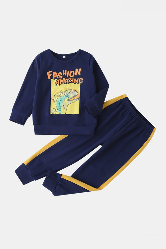 Boys Dinosaur Graphic T-Shirt and Pants Set