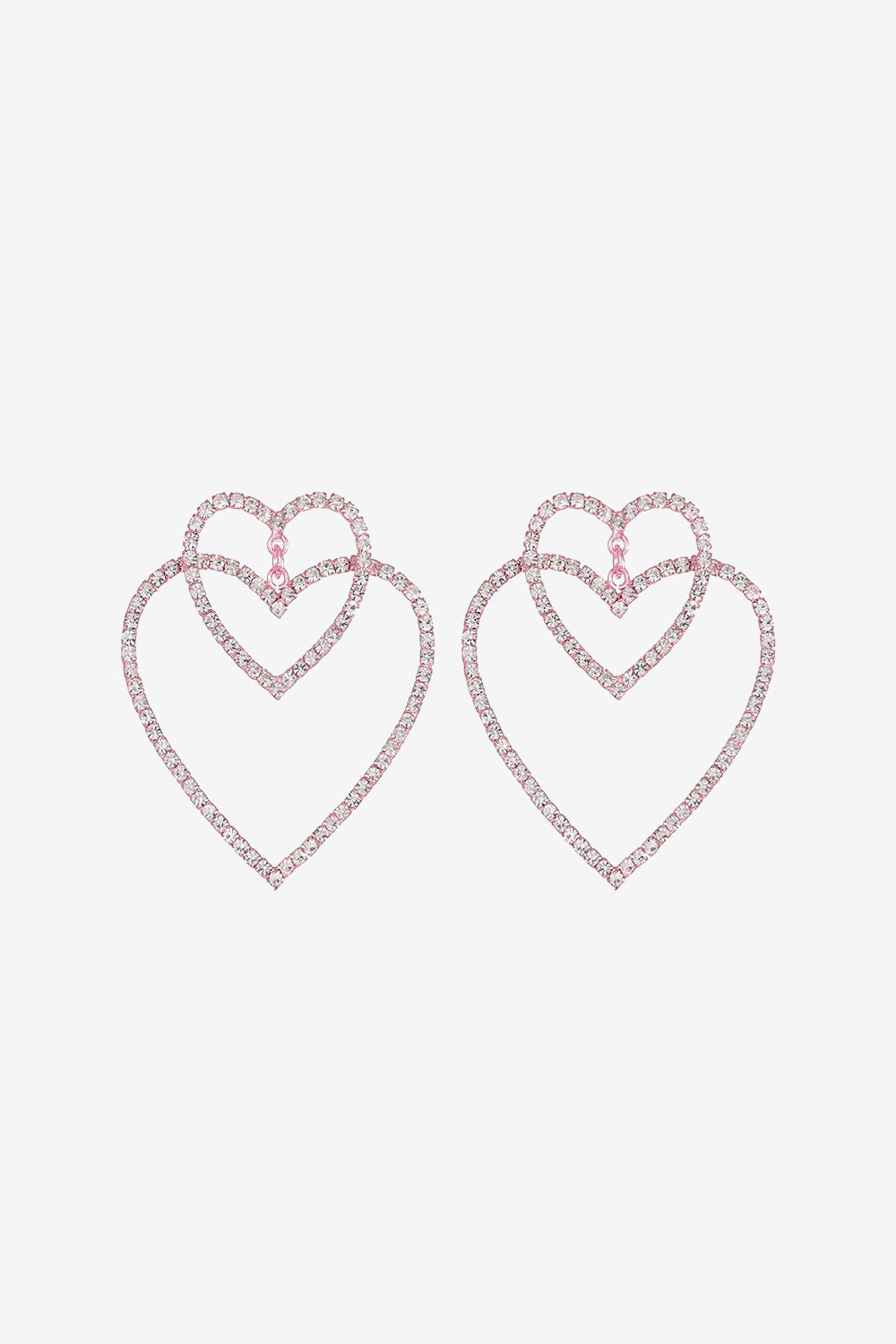 Glass Stone Decor Heart Copper Earrings