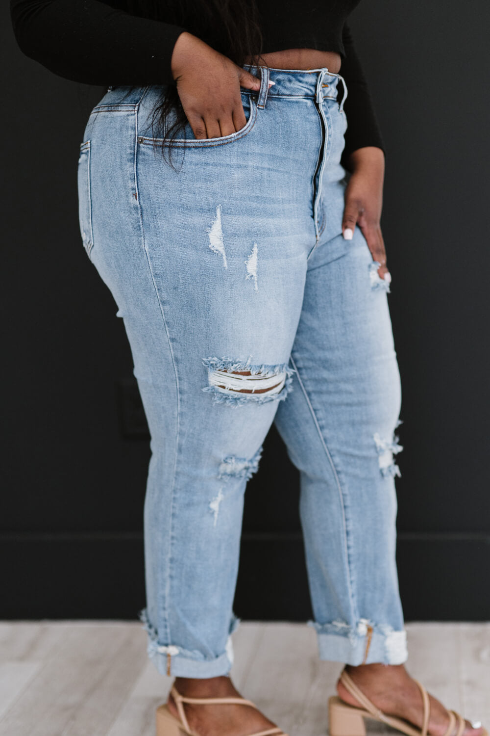 Taking It Easy Full Size Run Distressed Straight Leg Jeans