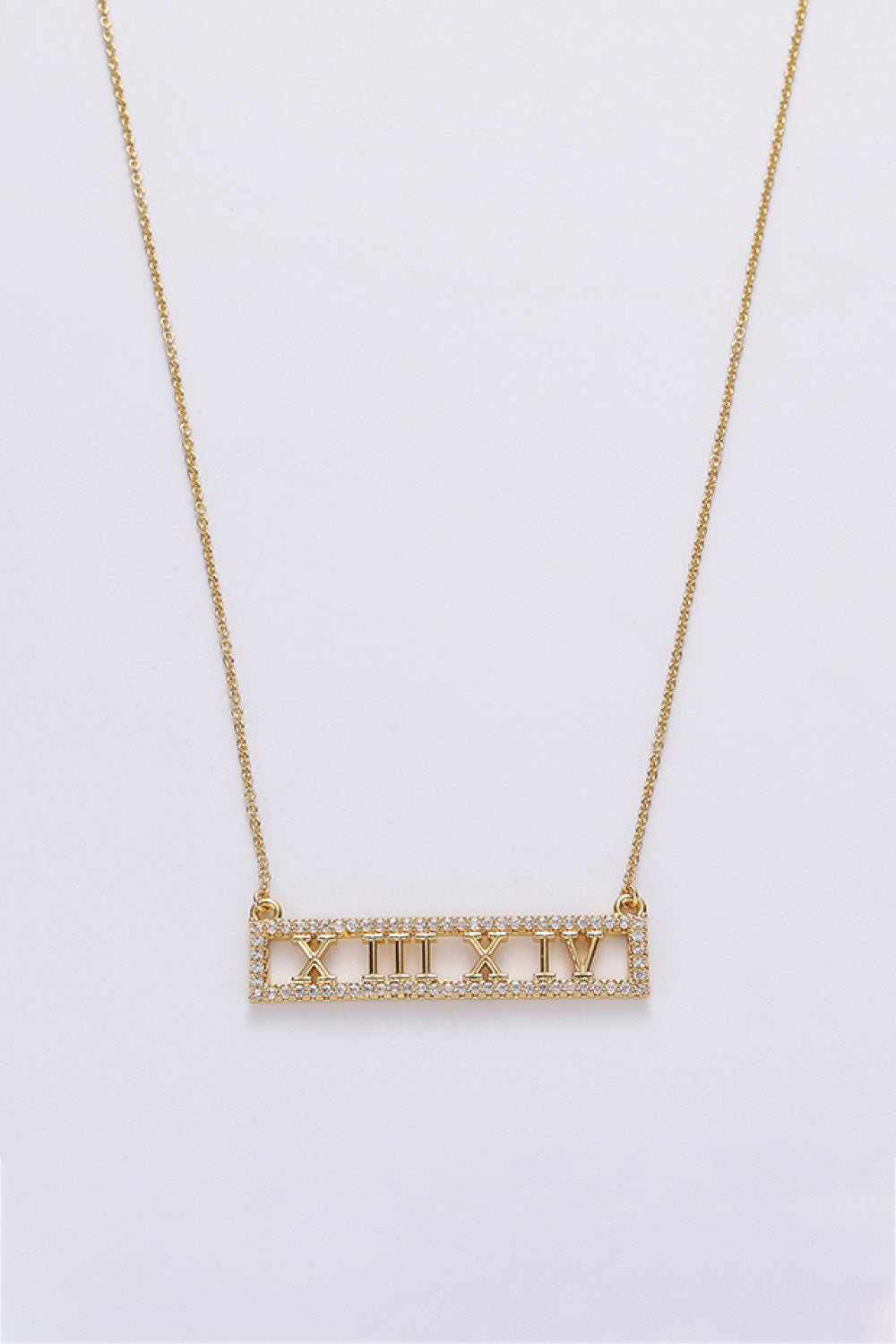 Inlaid Cubic Zirconia Bar Pendant Necklace