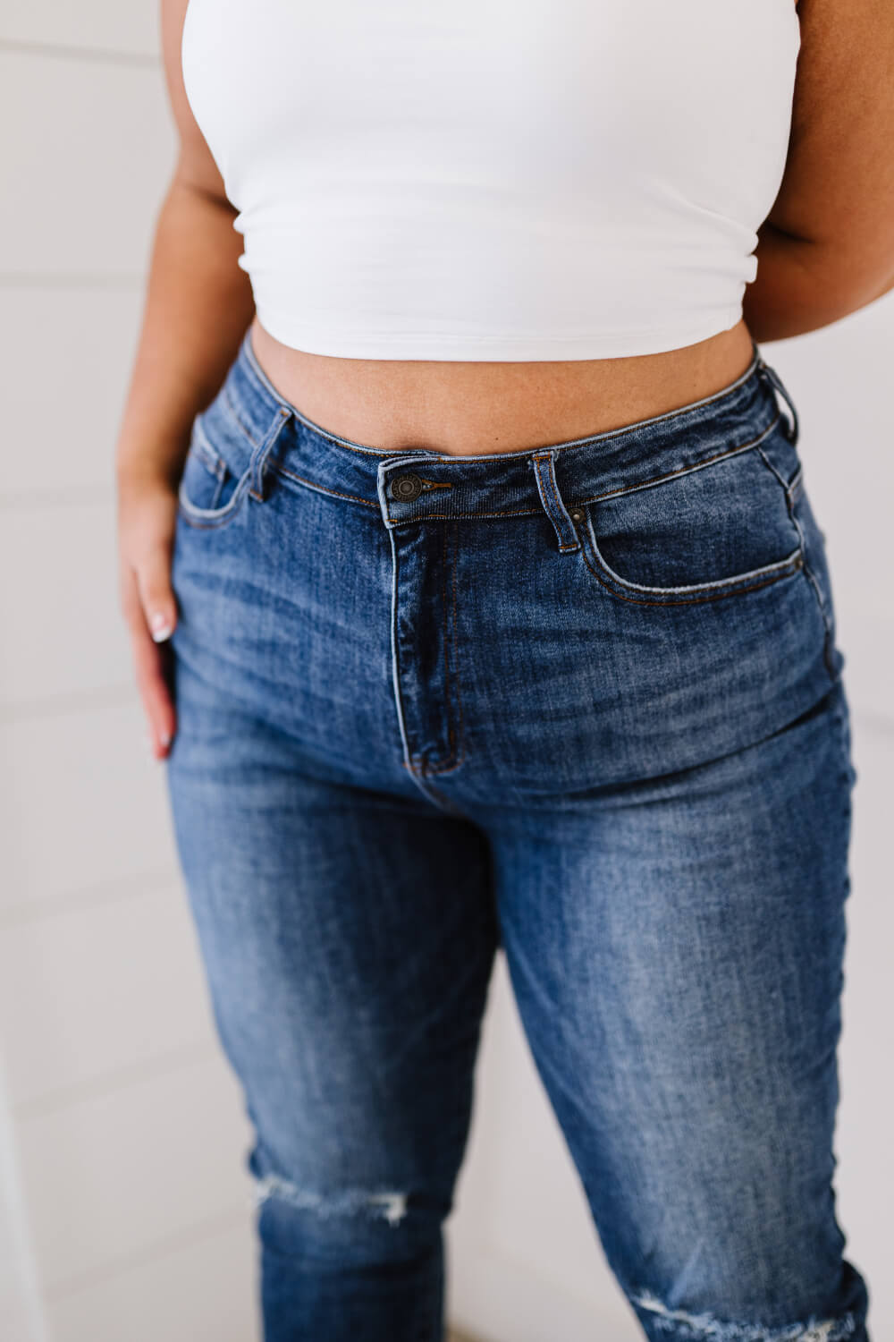 Full Size Run High-Waisted Distressed Skinny Jeans