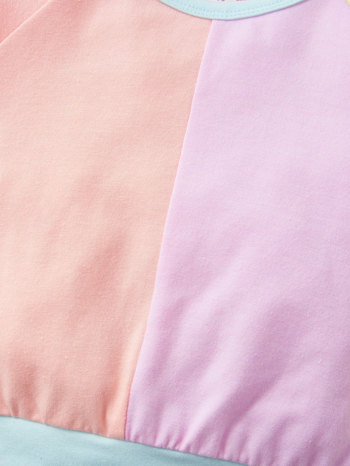Baby Color Block Crewneck Top and Pants Set