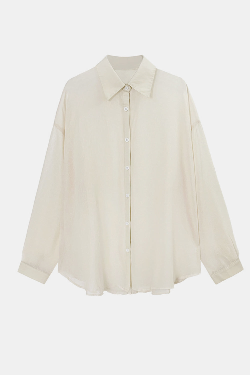 Button Down Dropped Shoulder Mesh Shirt