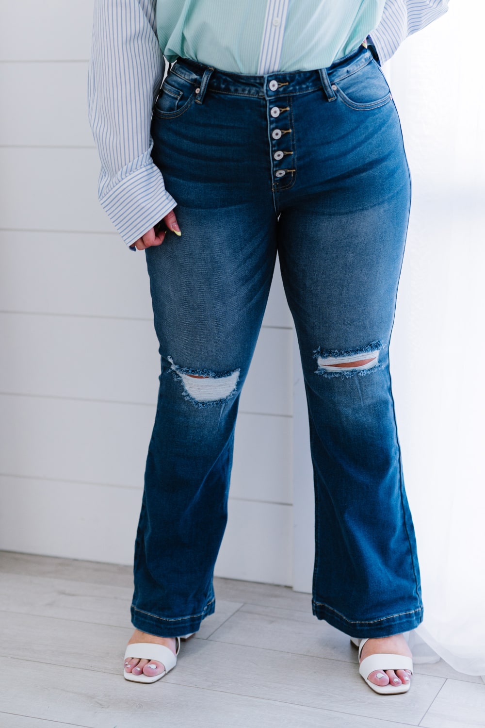 Denim Skies Full Size Run Flare Jeans