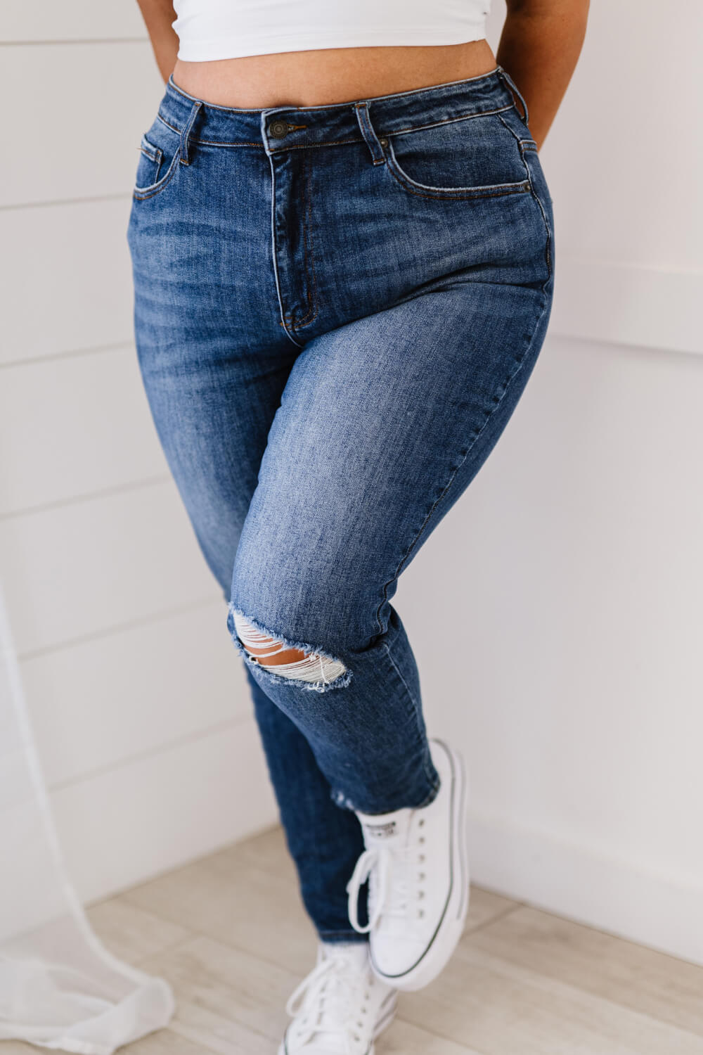 Full Size Run High-Waisted Distressed Skinny Jeans