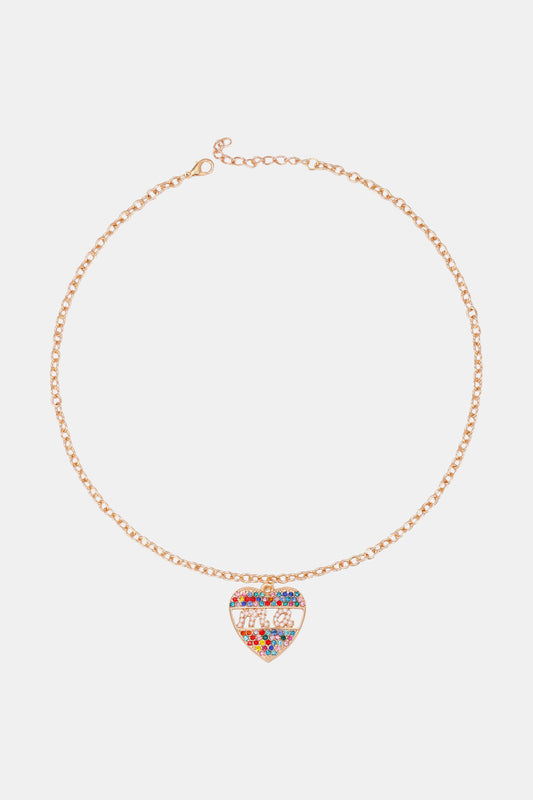 Heart Shape MA Rhinestone Pendant Necklace