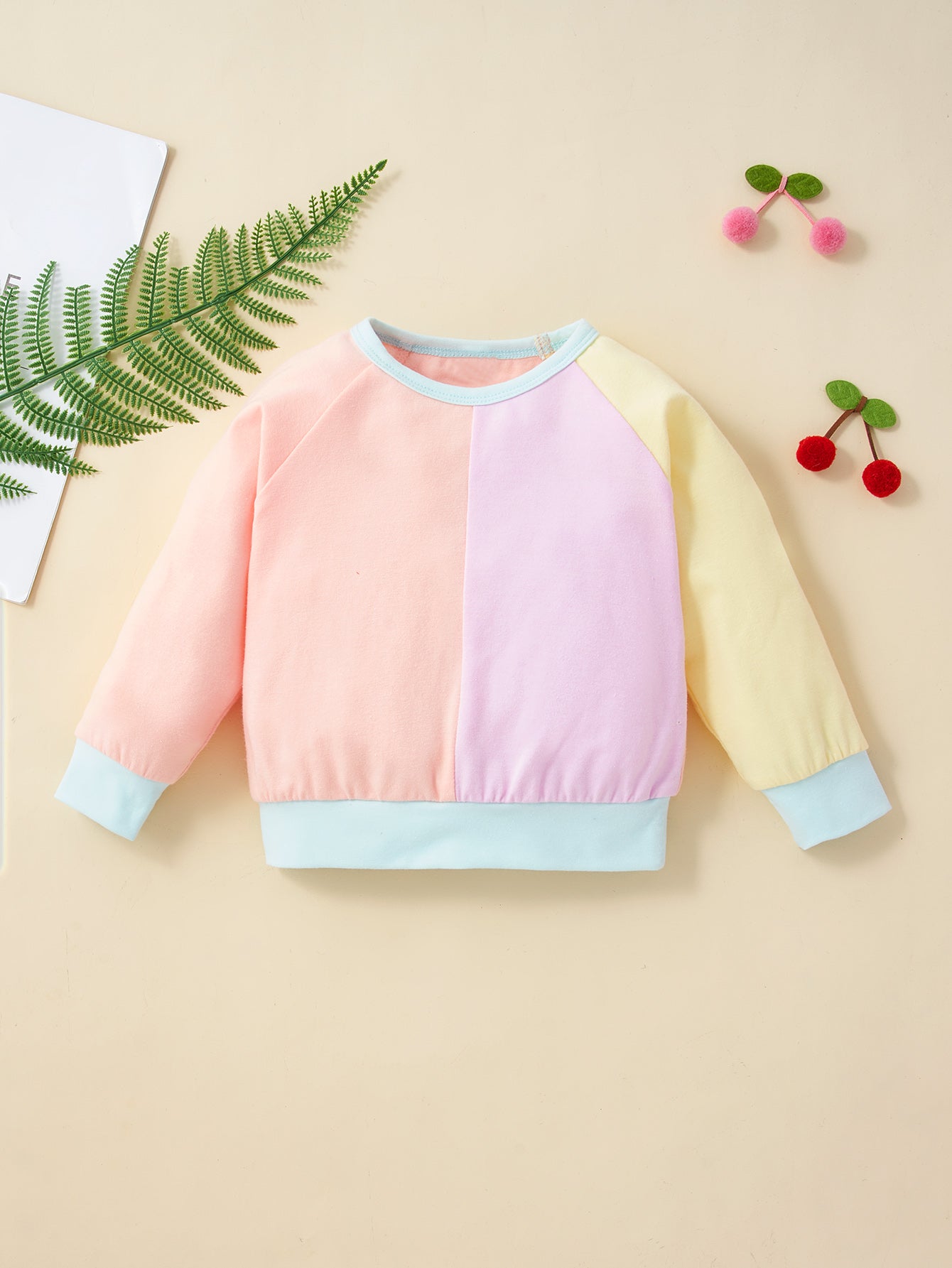 Baby Color Block Crewneck Top and Pants Set