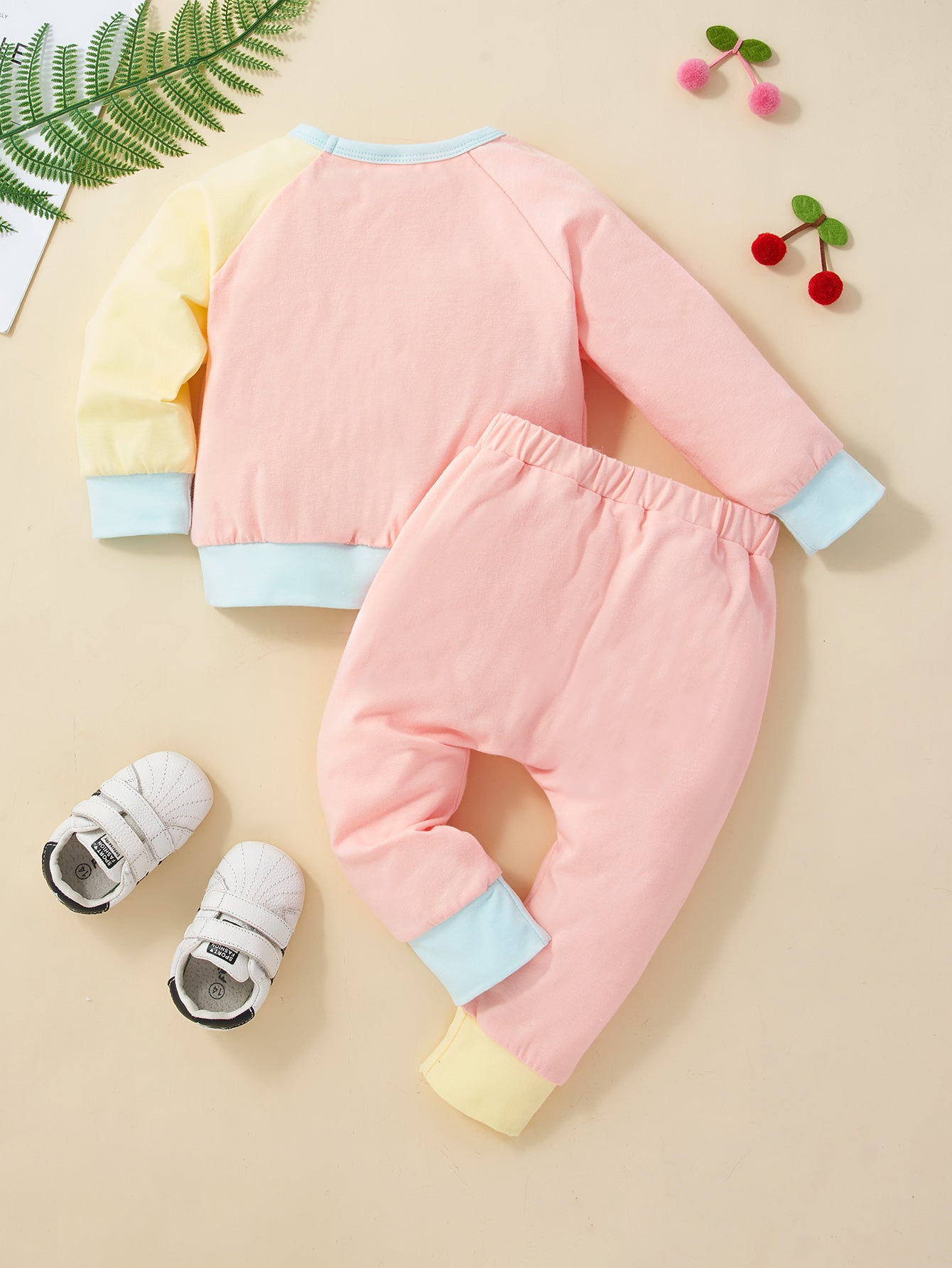 Baby Color Block Crewneck Top and Pants Set