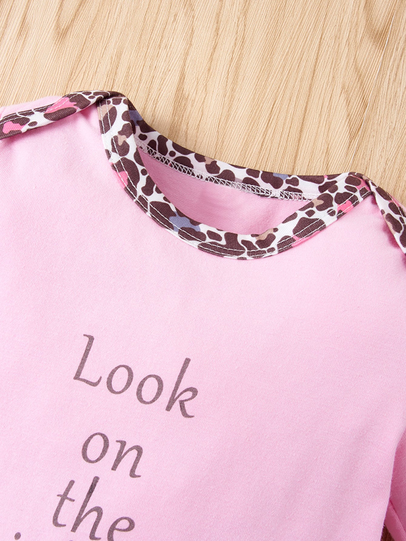 Baby Girl Contrast Leopard Jumpsuit with Bow