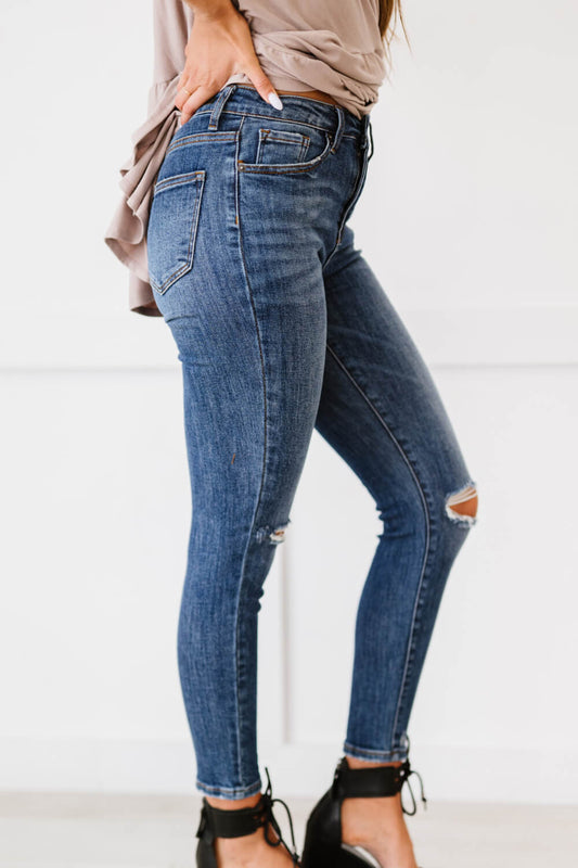Full Size Run High-Waisted Distressed Skinny Jeans