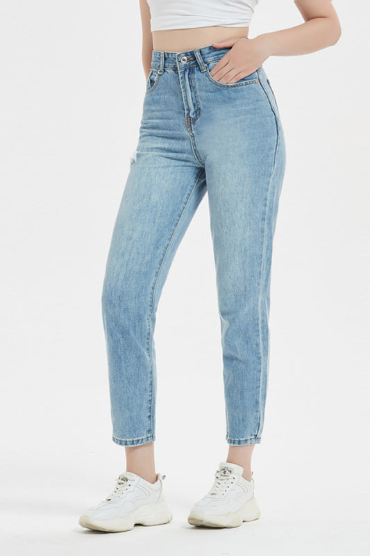 Cropped Straight Leg Jeans