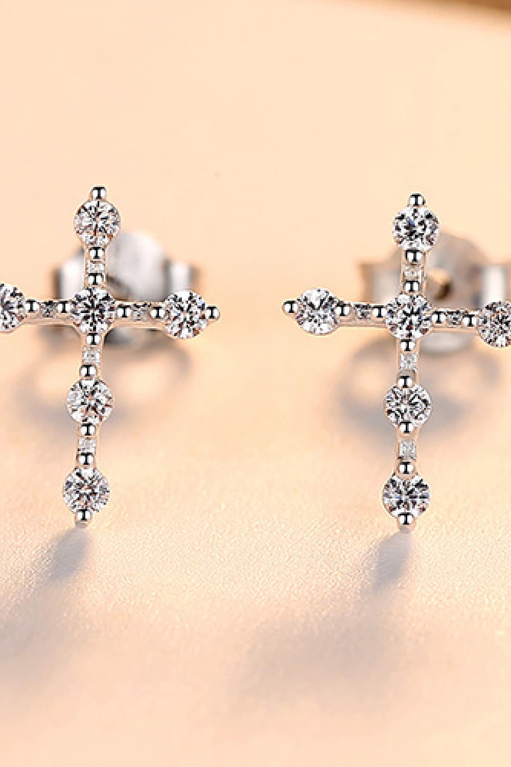 Zircon Cross 925 Sterling Silver Earrings