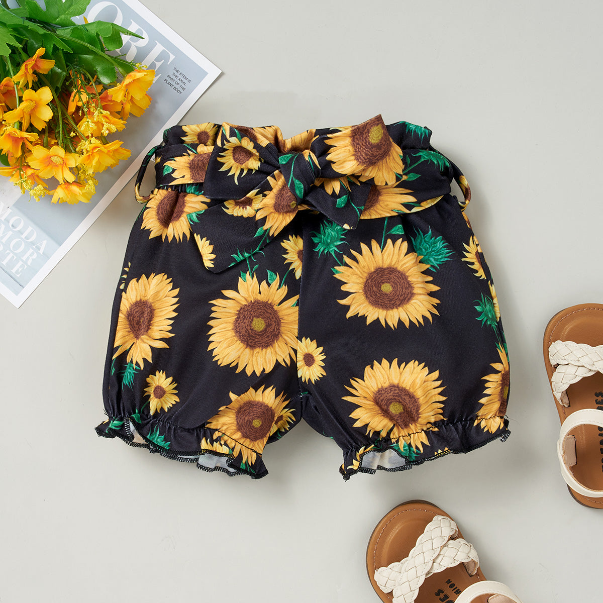 HELLO SUMMER Bodysuit and Sunflower Print Pants Set