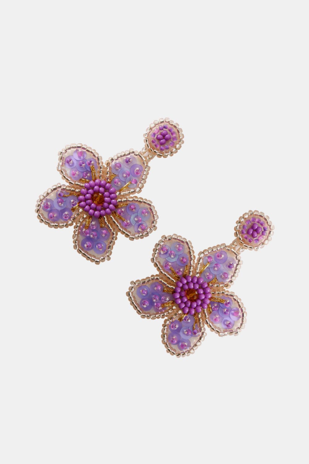 Flower Shape Beaded Dangle Earrings