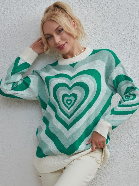 Heart Dropped Shoulder Sweater