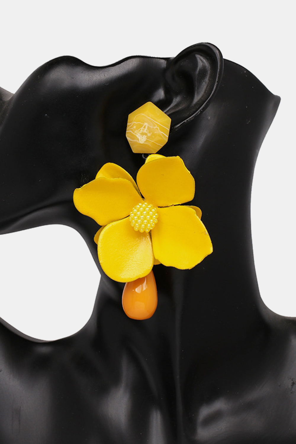 Bloosom Flower and Teardrop Resin Dangle Earrings