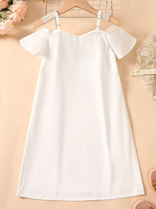 Girls Cold-Shoulder Flutter Sleeve Dress