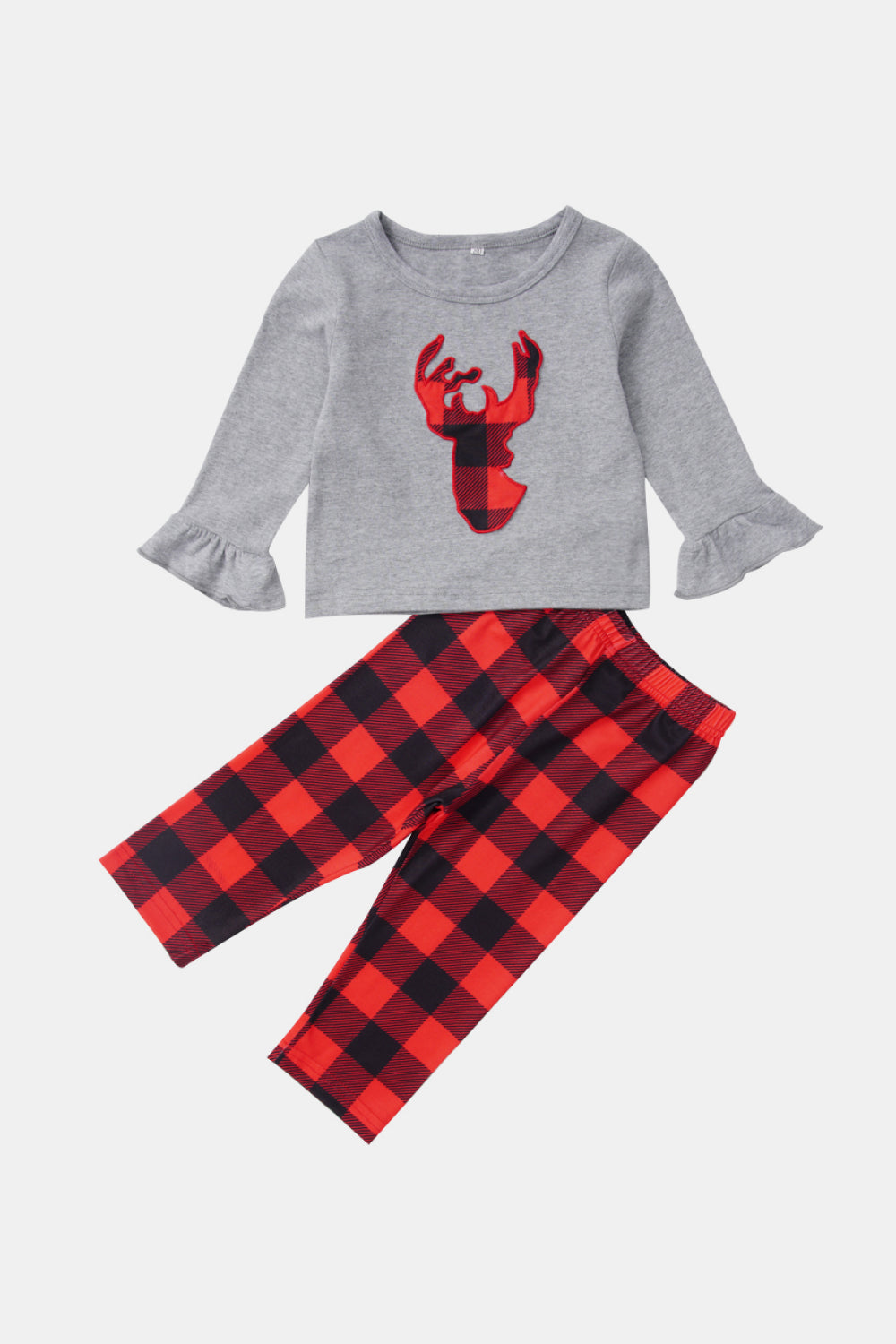 Kids Deer T-shirt and Plaid Pants Set