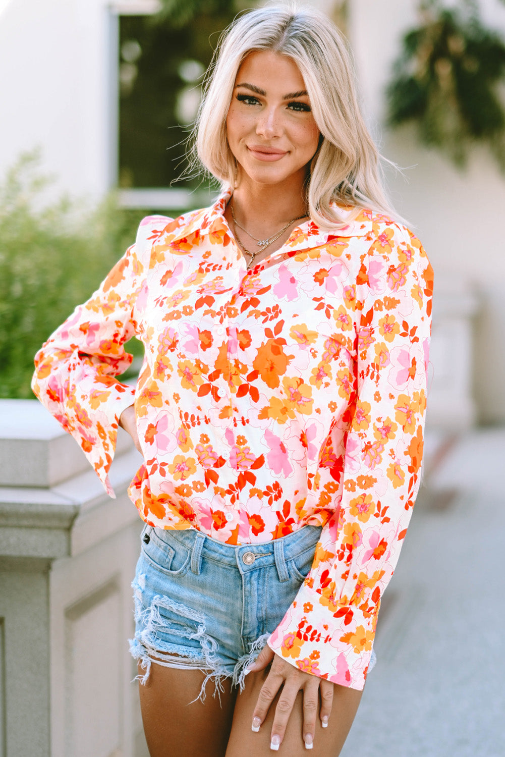 Floral Collared Neck Shirt