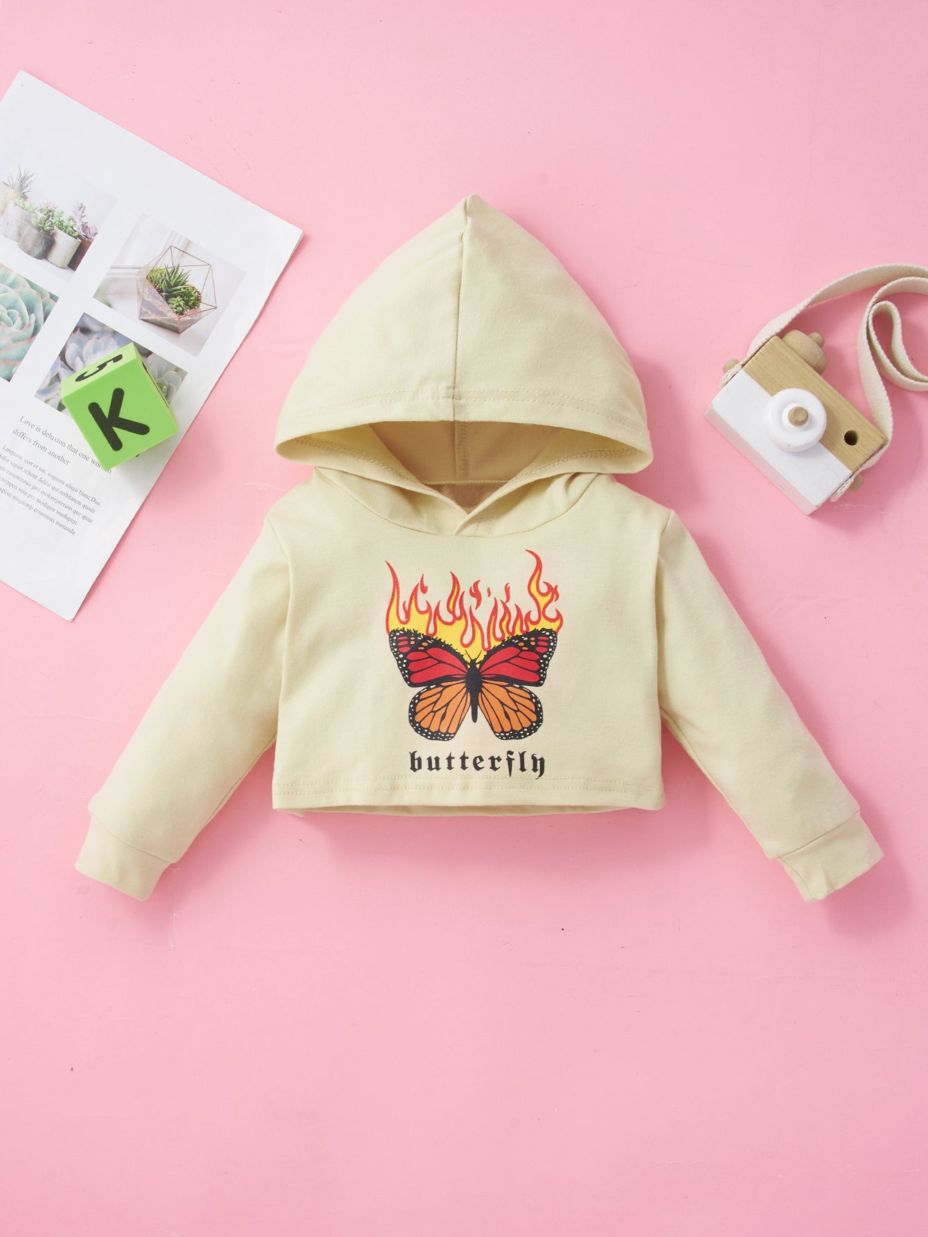 Baby Butterfly Graphic Hoodie and Pants Set