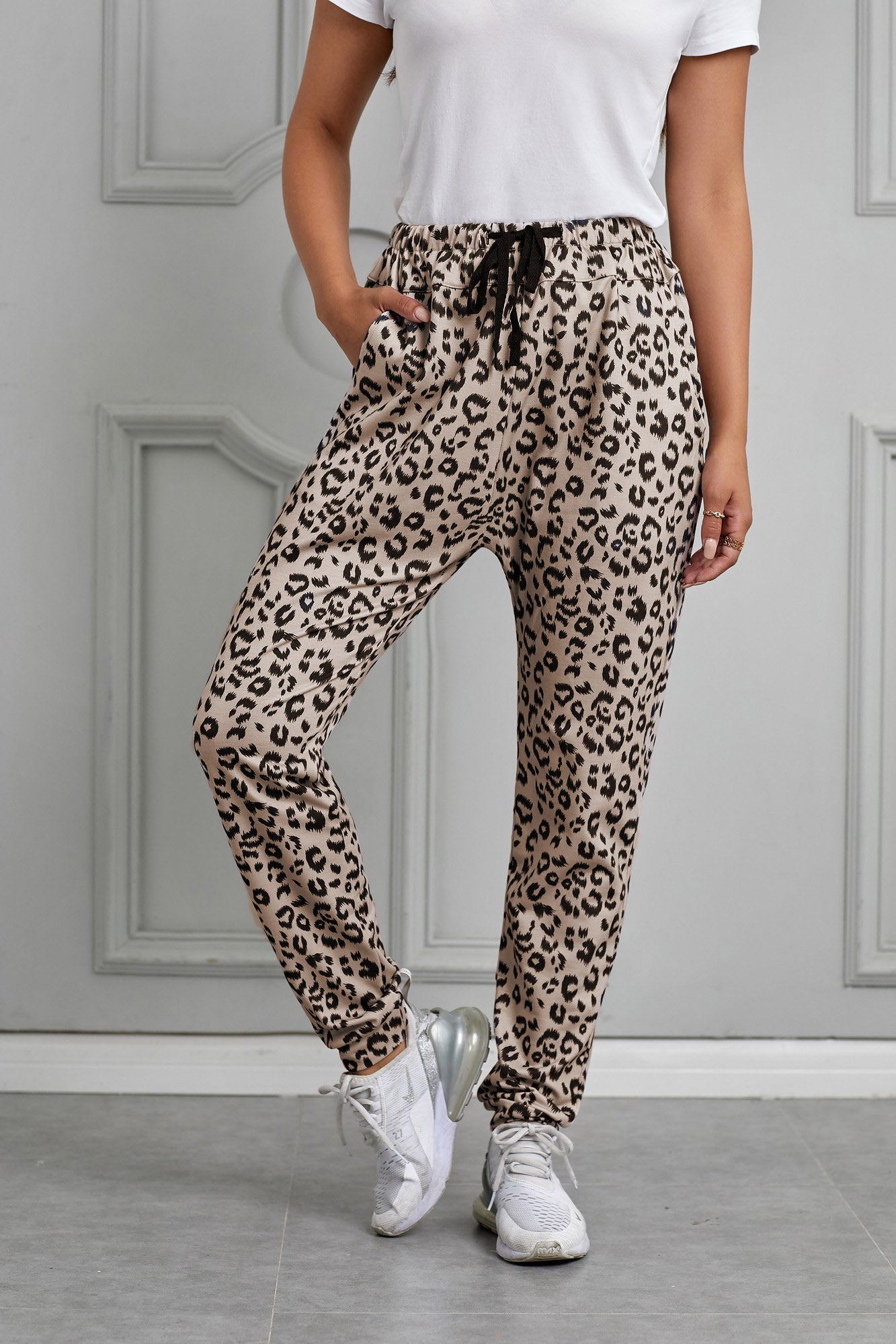 Leopard Print Casual Skinny Pants