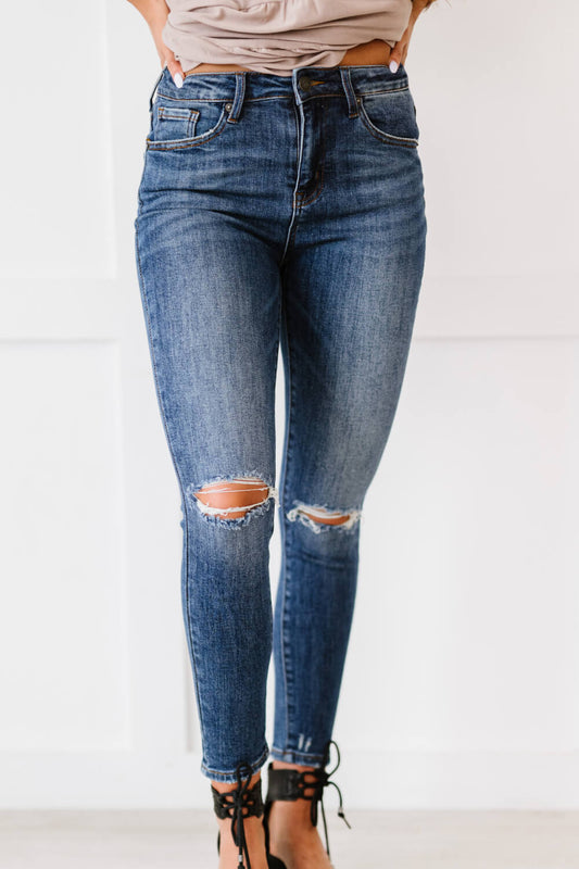 Full Size Run High-Waisted Distressed Skinny Jeans