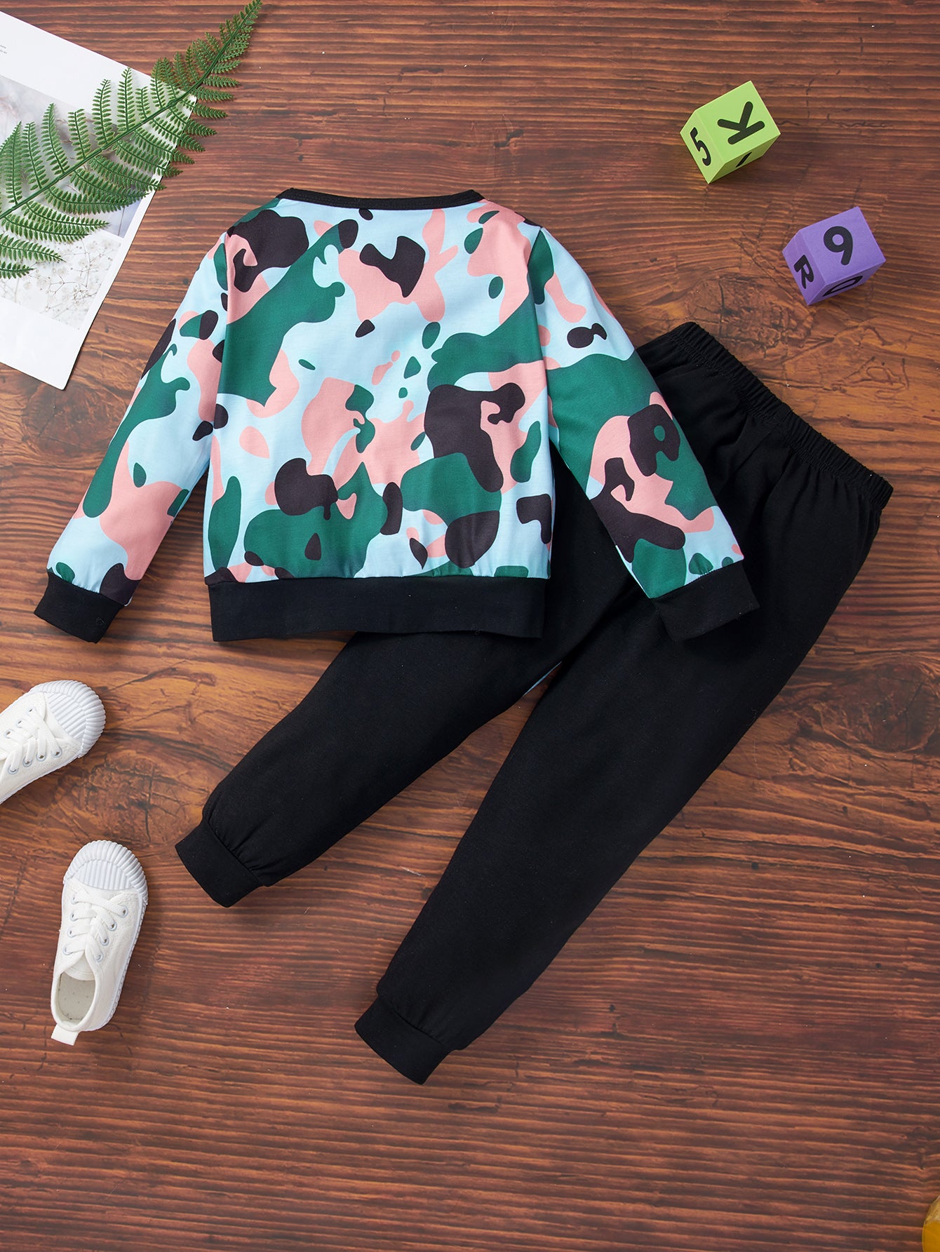 Camouflage Elephant Graphic Sweatshirt and Pants Set
