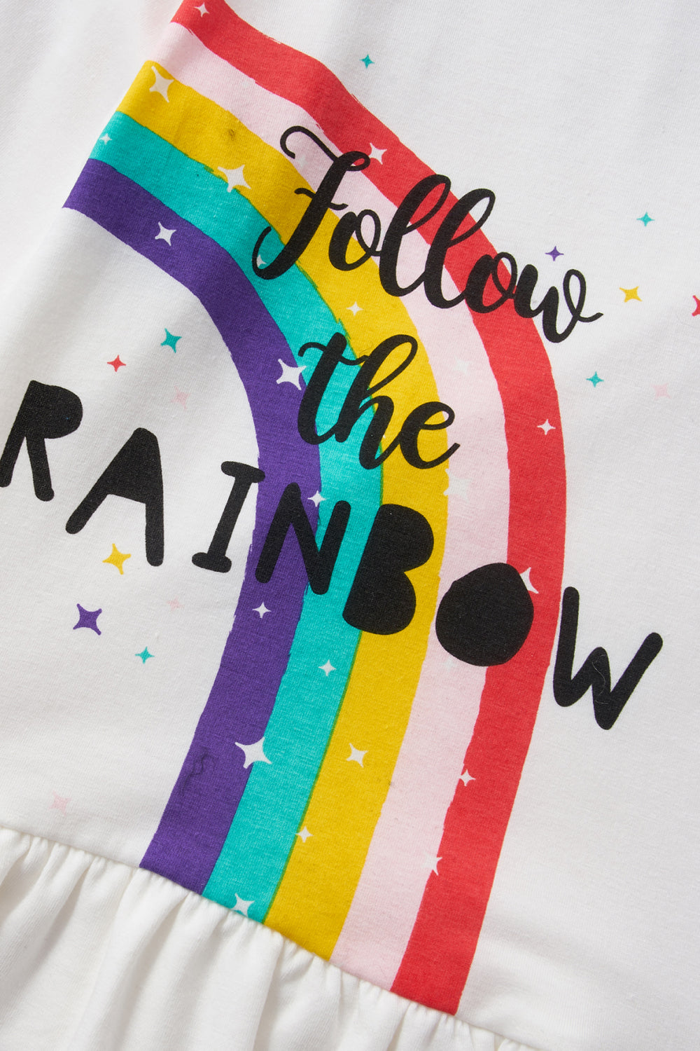 Girls Rainbow Graphic Top and Solid Pants Set