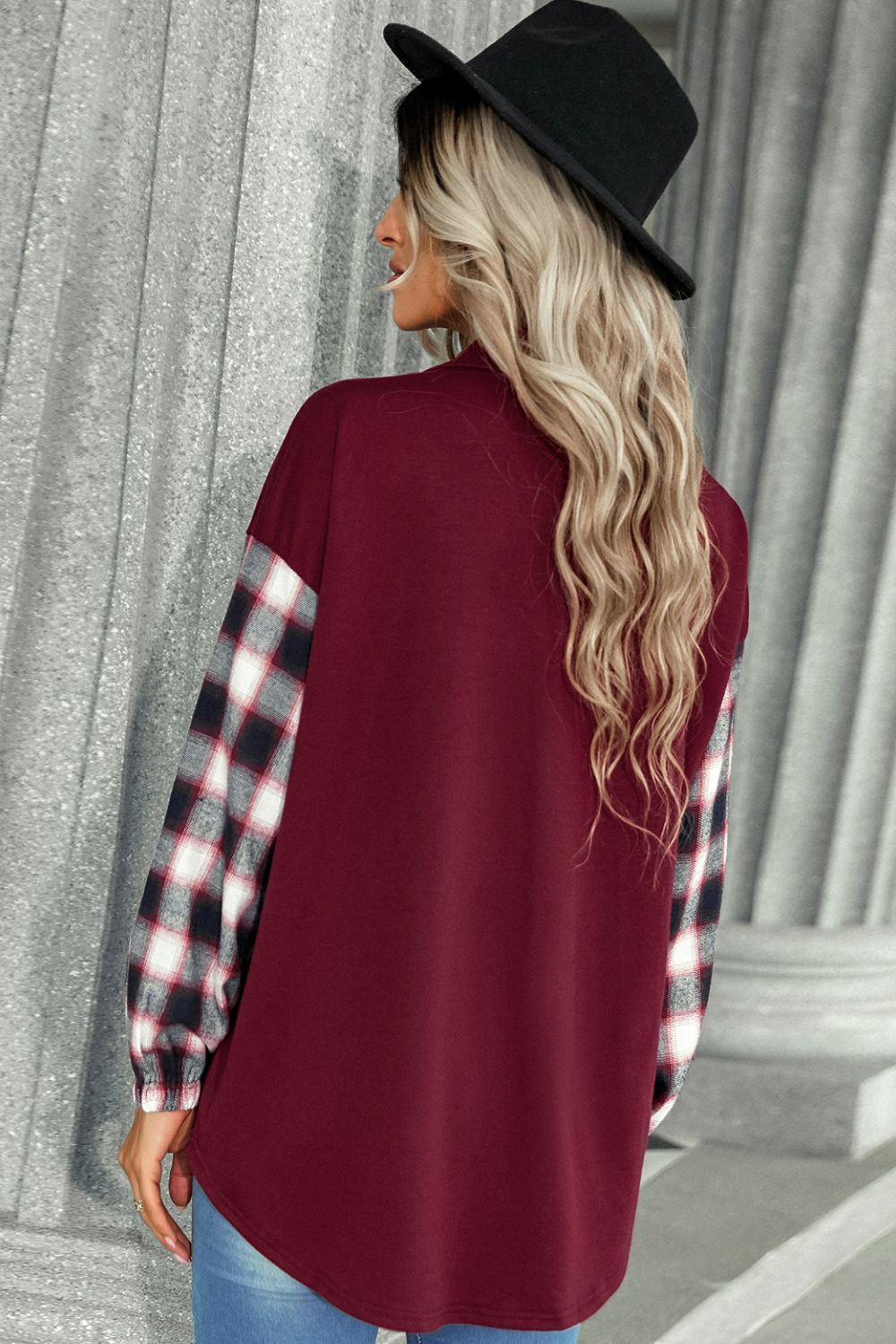 Plaid Dropped Shoulder Shirt with Breast Pocket