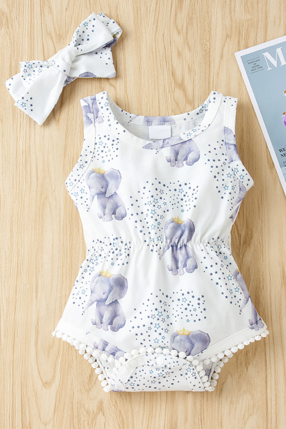 Baby Girl Elephant Print Bodysuit