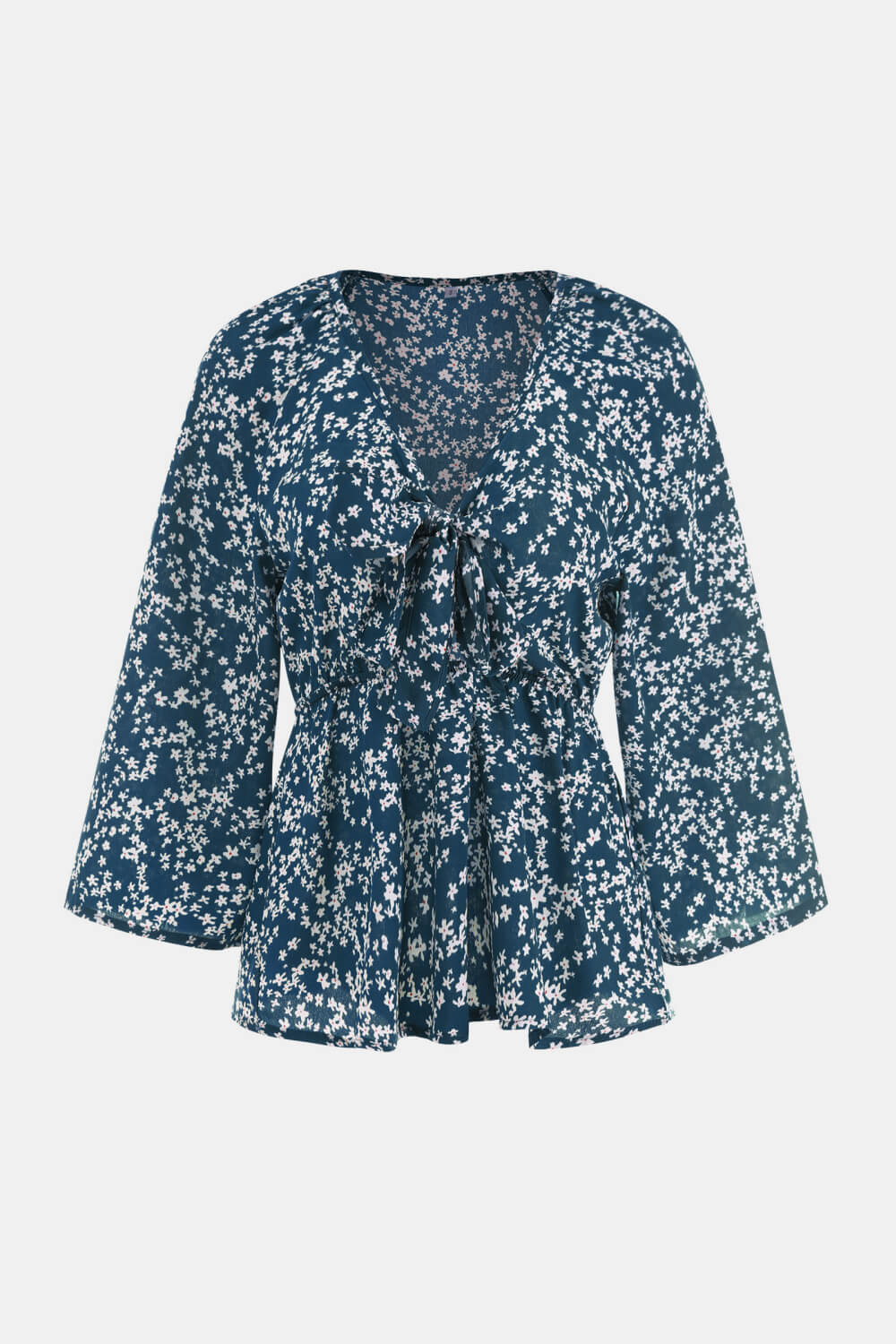 Ditsy Floral Tie-Front Peplum Blouse