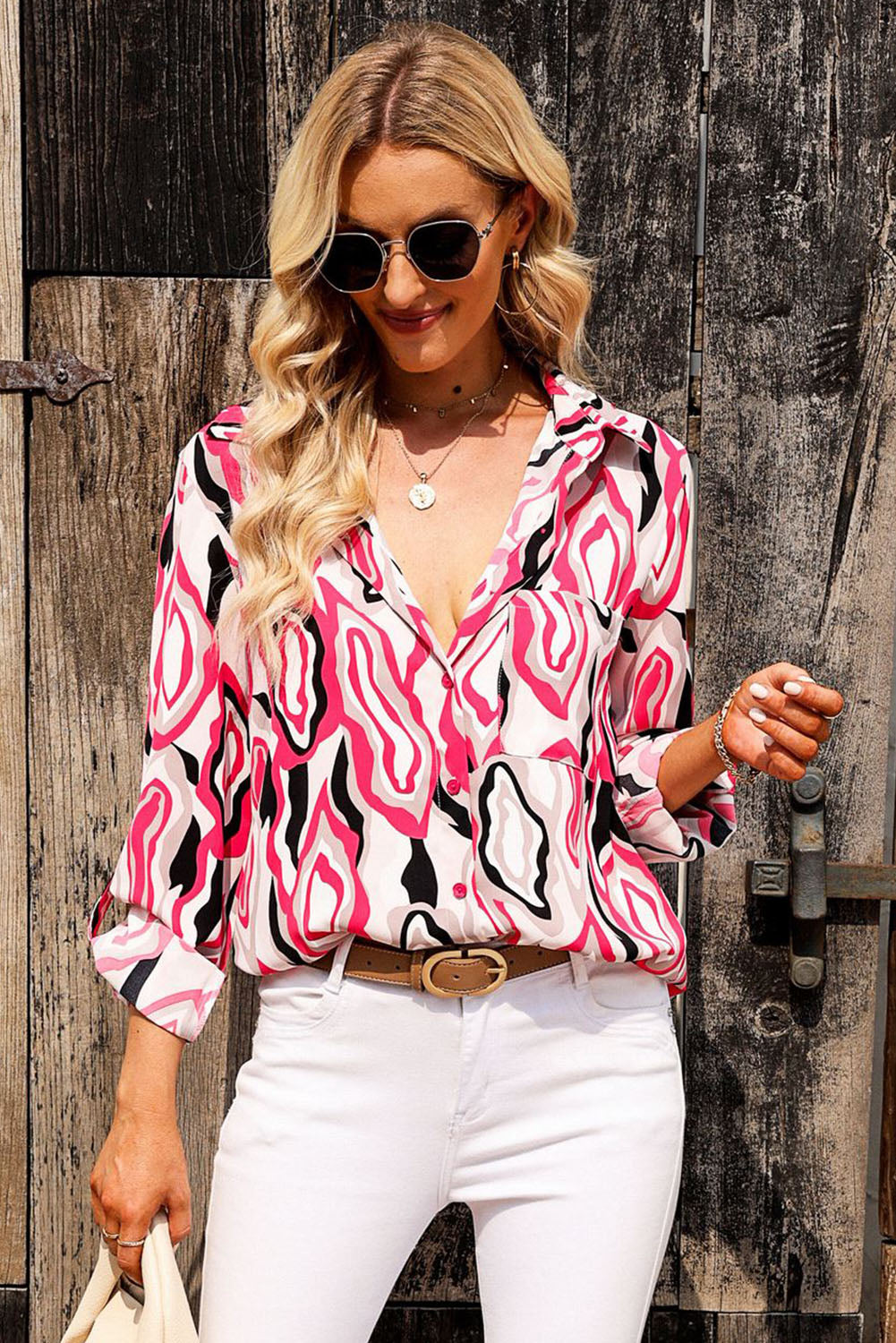 Collared Neck Buttoned Long Sleeve Shirts