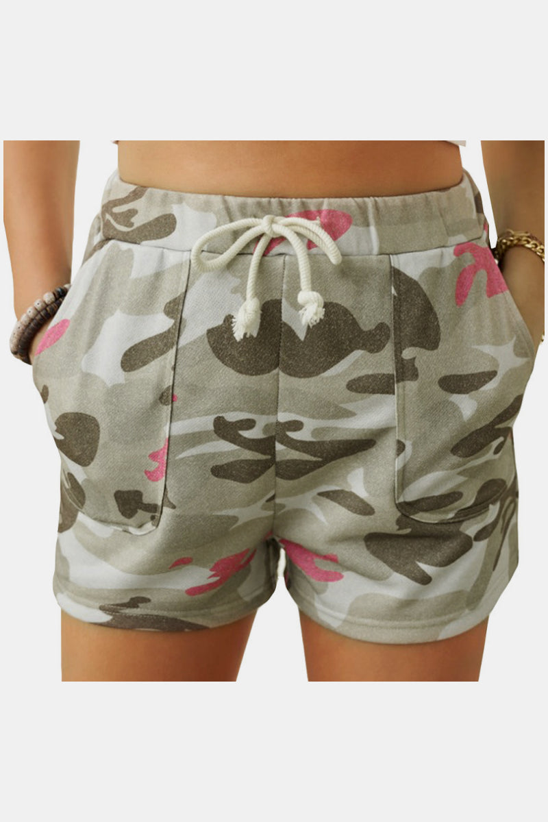 Camouflage High Rise Drawstrings Shorts