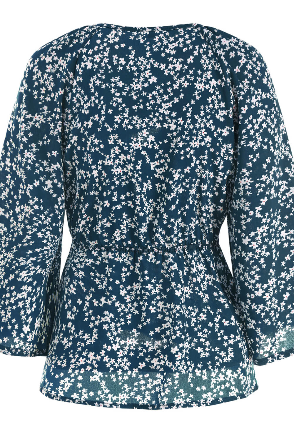 Ditsy Floral Tie-Front Peplum Blouse