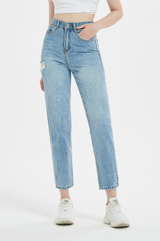 Cropped Straight Leg Jeans