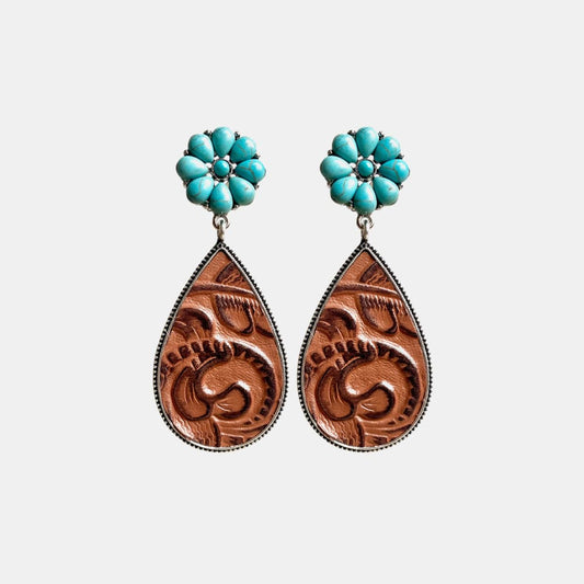 Turquoise Flower Teardrop Earrings