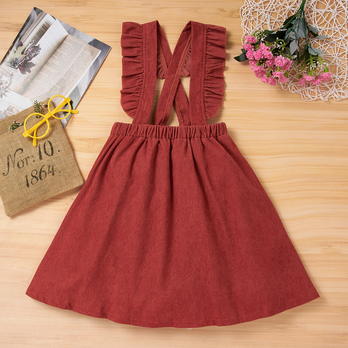 Short Sleeve Top and Overall Skirt Set