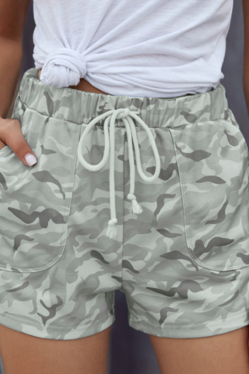 Camouflage High Rise Drawstrings Shorts