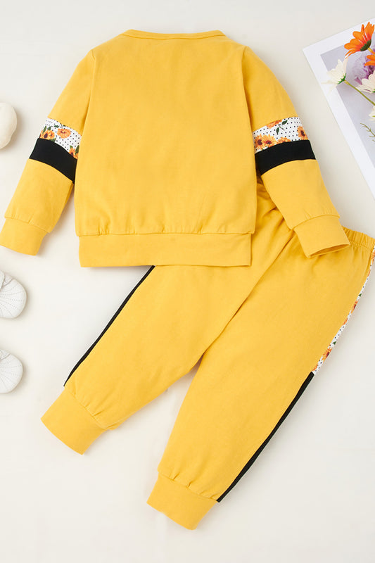 Girls Color Block Sweatshirt and Pants Set