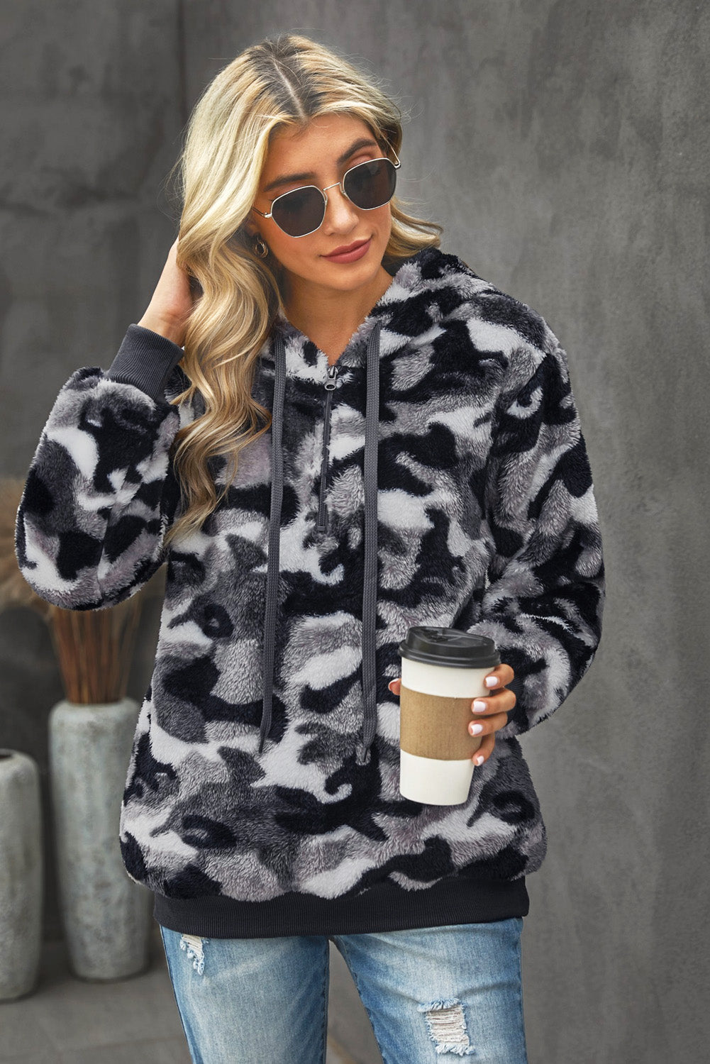 Camouflage Fuzzy Hoodie